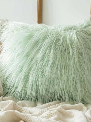 Comfy Fluffy Faux Celiné Cushion Pillow Water Green / 60x60cm